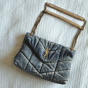 YSL Small Denim Puffer Bag